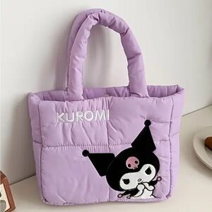 Kuromi Sanrio Purple Quilted Puffer Tote Bag